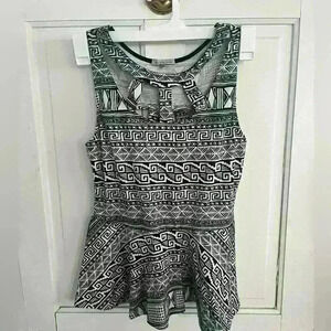 Charlotte Russe Tribal Peplum Tank Top | Cut Out Going Out Top | Size Large